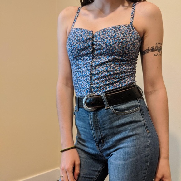 Floral Blue Women's Top medium - Picture 1 of 4